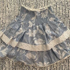 Kids Surf Gypsy Blue and Cream Floral Mini Skirt